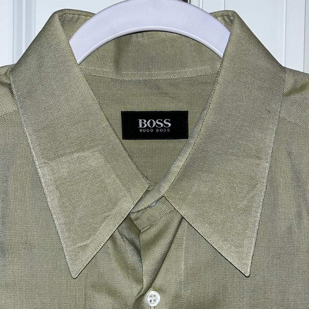 Sage Green Black Label Hugo Boss Dress Shirt 16 1/2 x 36/37 Men’s Work Gear